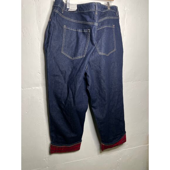 NEW Lane Bryant Boyfriend Mid-Rise Denim Jeans Plaid Red Cuffs Size 24 - Picture 6 of 8